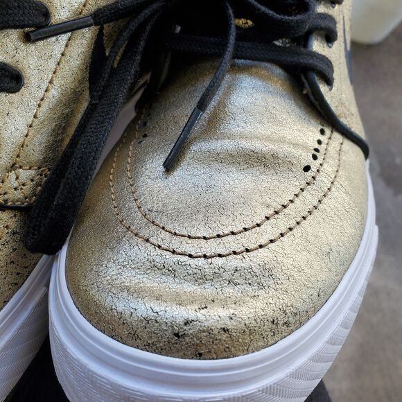 Size 10 - Nike Zoom Stefan Janoski Leather Metallic Gold
